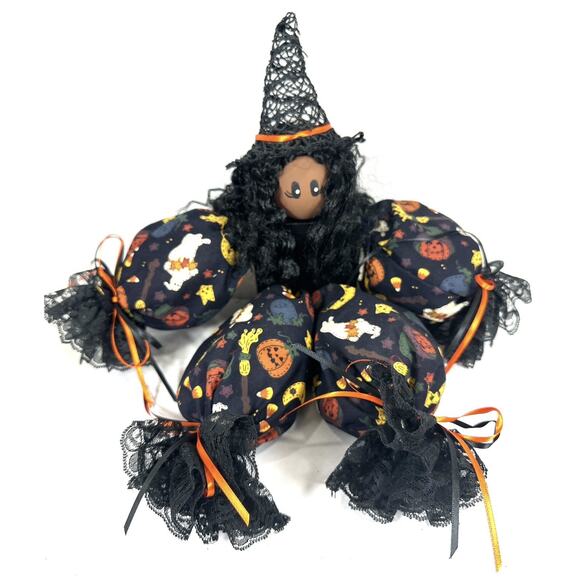 Handmade Other - Handmade Wooden Sitting Shelf Doll Cute Witch Halloween